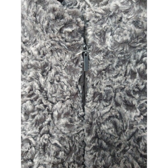 Womens Reversible Faux Fur/Puffer Vest Full Zip Gray Quilted Sz XL Sherpa - Picture 11 of 16
